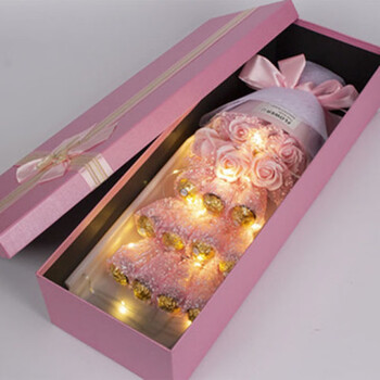 礼盒送女朋友情人节多规格生日礼物520表白老婆粉色11颗6朵粉玫瑰带灯
