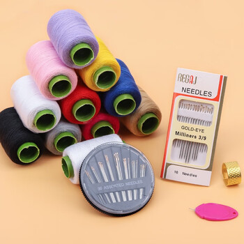 柒蓝家用缝纫线缝补衣服针线套餐手工diy缝补线黑白手缝线彩色缝衣线 黑白线 黑盒针 顶针 穿针器