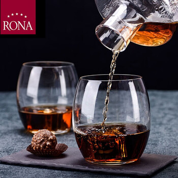 洛娜rona捷克进口水晶玻璃杯平底杯烈酒杯威士忌杯水杯子果汁杯350ml