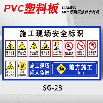 帽告知牌警告標誌戶外建築施工現場警示標誌牌警sg28pvc塑料板30x40cm