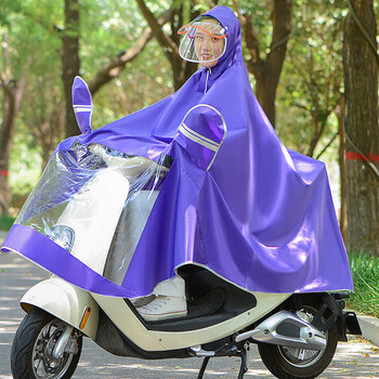 车电瓶车雨披男女款加大加厚双帽檐雨披单人牛津布雨衣厂家紫色xxxxl