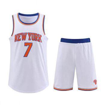 元族尼克斯7号安东尼篮球服套装男队服球衣两侧有口袋 尼克斯7号 白色