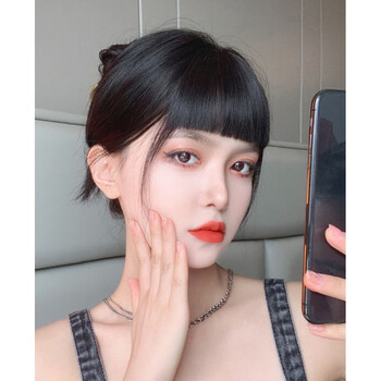 唐妮  空气刘海假发女网红真发二次元漫画假刘海齐留海眉上短刘海假发