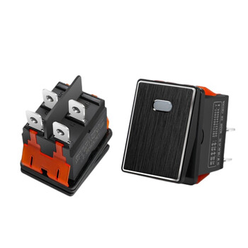 蓝波防水金属拉丝船型开关KCD4四脚两档翘板开关16A大电流电源4脚2档带灯9-24v 白色 9-24v黑色拉丝