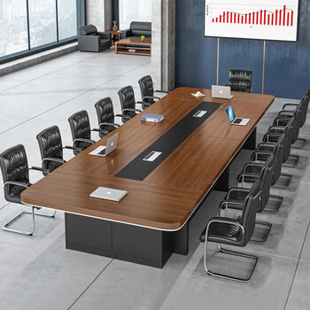 志煜大型会议桌长桌椅组合人办公桌简约现代板式椭圆形会议桌开会客桌公司会议室培训洽谈桌12人黑浮雕5米会议桌 18把椅子 图片价格