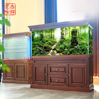 全实木鱼缸欧式仿古水族箱底柜定做实木雕花生态龙鱼缸 1.