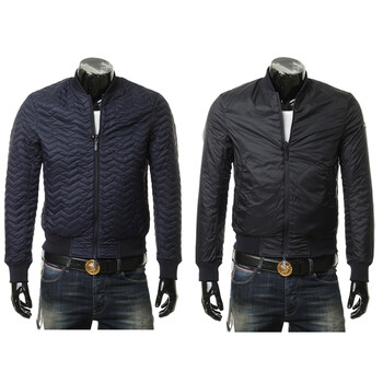 armani阿玛尼ea鹰标2面穿男士时尚夹克拉链外套6g1b961numz深蓝f93156