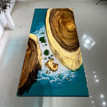树脂河流餐桌 树脂河流桌海浪茶桌原木茶板桌餐桌茶几整板家具 180至