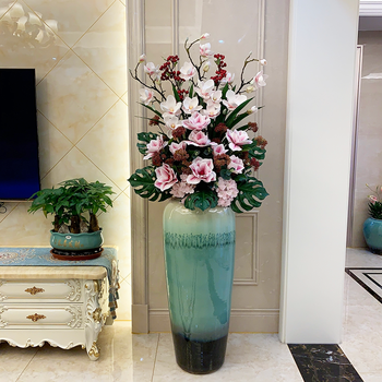 小米(mi)生态适用陶瓷大花瓶落地真插花客厅新中式轻奢装饰客厅摆件