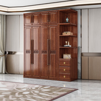 宜家官方旗舰店衣柜胡桃木实木衣柜收纳多层大衣橱家用卧室经济型储