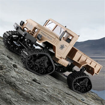 遥控车雪地车实时四驱仿真军事卡车攀爬越野车模型玩具礼物 履带款