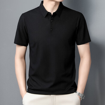 小衫薄款短袖t恤中青年男士夏季休闲纯色款男7702黑色165m48100120斤