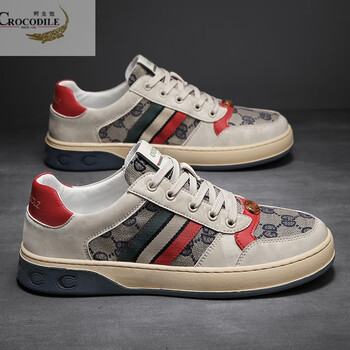 鳄鱼恤男鞋时尚个性流行休闲鞋夏季新款百搭透气布面板鞋色潮鞋潮米兰
