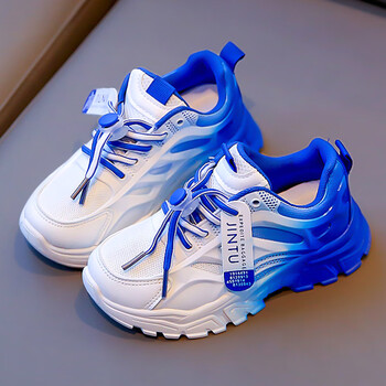 巴布豆女童鞋小白鞋春季2023新款儿童运动鞋女孩中大童春秋款跑蓝色28