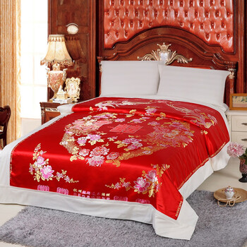 被罩杭州丝绸缎面结婚复古风龙凤被面子织锦明清 麒麟带子【红色】