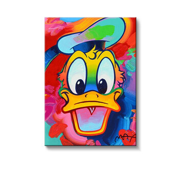 油画ins名画手绘diy丙烯画微喷装饰画涂色手工油彩画唐老鸭1s58x78钉