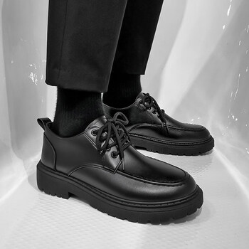 学生礼服皮鞋男初中生男生正装鞋黑色韩版潮流百搭新款鞋子厚底青少年