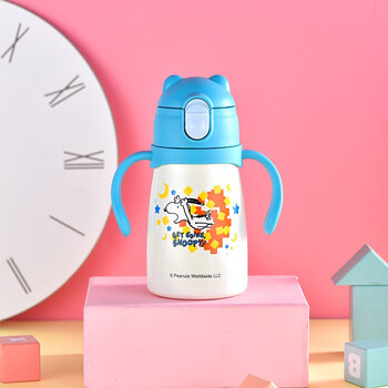 美国史努比snoopy儿童保温杯宝宝学饮杯316l不锈钢婴儿吸管杯幼儿园宝宝保温杯学生水杯蓝色300ml带杯带送把手 图片价格品牌报价 京东