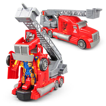 宝宝4大号小汽车男孩车子235岁玩具变形喷水消防车电池版配送普通电池