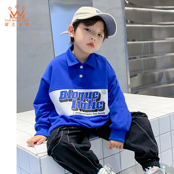 耀王儿童长袖polo衫男童中大童春季潮酷字母卫衣男孩春装上衣trsstx