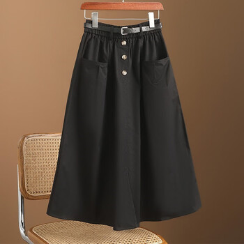 凯姿瑜棉麻半身裙夏天亚麻半截裙小个子子女装新款长裙秋冬装秋装冬季