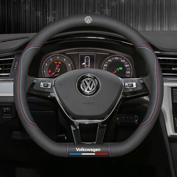 探岳途观l高尔夫7宝来凌度辉昂方向盘套d形大众时尚运动黑加大众标