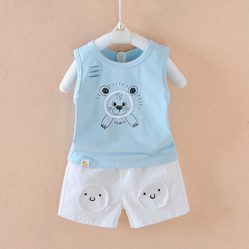 贝姿特童装半岁男宝宝背心短裤套装八个月婴儿夏天2衣服薄款夏季0至5