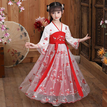 么么墩汉服女童春夏小女孩古风女装中大童9-12岁春秋季初中学生长款