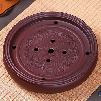 艾和功夫茶盘茶海茶台紫砂大茶盘陶瓷茶具简约家用圆形茶托盘储水小号