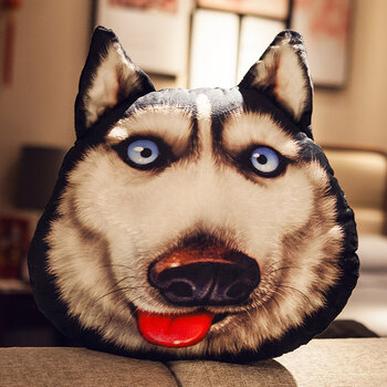 二哈3d狗头哈士奇抱枕可爱靠枕床头靠垫汽车沙发卧室男生搞怪网红发呆