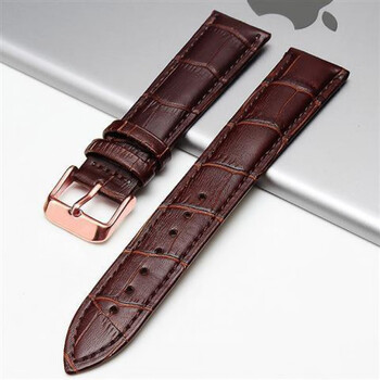 牛皮表带rossini真皮手表带针扣男女手表配件141620mm棕色玫瑰金色扣