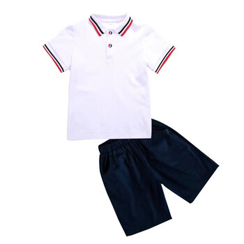 开来润得幼儿园园服白色polo衫体恤夏季中小学生校服儿童短袖t恤夏装