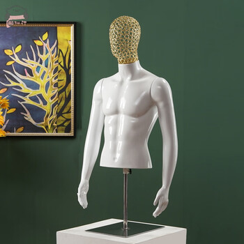 服装店展示模特衣架 男模特半身人台假人男装内衣人体衣架电镀服装店
