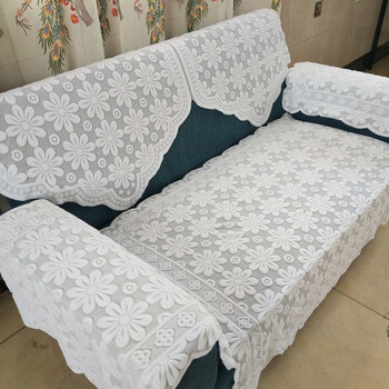 蕾丝沙发巾布艺防滑沙发垫三角靠背垫巾沙发套罩全盖扶手四季通用 米