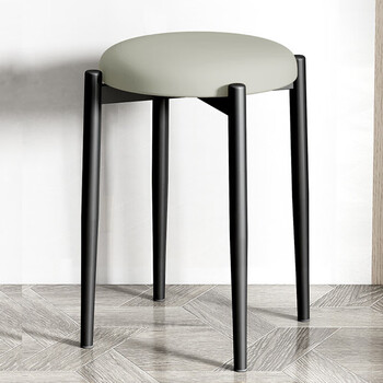 华恺之星凳子家用换鞋凳免安装板凳高凳圆凳餐凳休闲椅凳子5088深灰