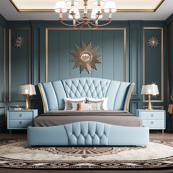 床双人床北欧现代简约小户型主卧皮艺婚床ins网红后现代高档软包床1