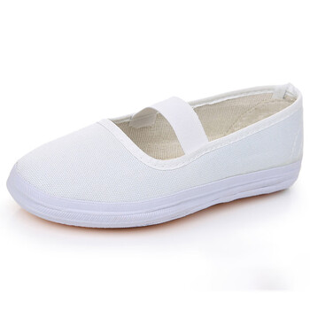 she)白色平底帆布鞋女士平底白网鞋老式练功鞋系带小白鞋学生白球鞋女