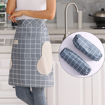 半身围裙夏天半身围裙家用厨房做饭防水防油半截小围腰棉布 擦手半身