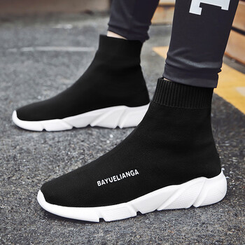 西梵蔻(xifankou)男鞋子春夏高帮鞋袜子鞋男士一脚蹬潮夏季保暖加绒