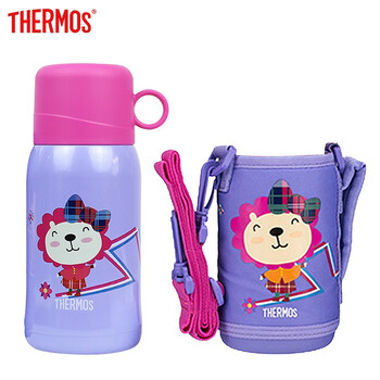 膳魔师THERMOS 儿童保温杯304不锈钢便携水杯（吸管+直饮+防尘盖）一杯多用水壶紫色550ml