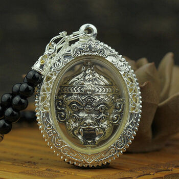 铭闽卡汐沐 泰国佛牌真品吊坠 阿赞苏斌 五眼四耳吸金神猴 银色五眼四