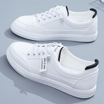 倾真初中生学生穿的平底鞋小白鞋跑步平板鞋女夏薄款百搭透气休闲黑色