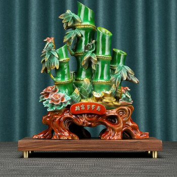 德祥缘 纯铜竹子摆件财富节节高办公室桌面工艺品公司开业乔迁新居