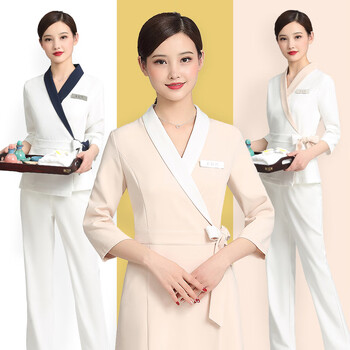 皮肤管理工作服美容院美容师工作服女中袖套装气质皮肤管理师纹绣师