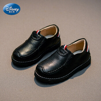 迪士尼旗舰店新品自营男童小皮鞋春秋儿童黑色单鞋子英伦风男孩表演皮