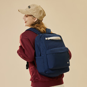 双肩包短途旅行背包高中大学生书包女电脑包男大容量通勤包藏青色