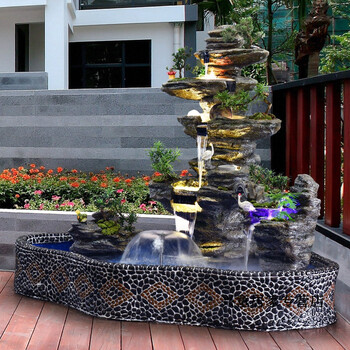 流水鱼缸水缸养鱼循环水景鱼缸大型假山流水喷泉鱼缸摆件户外别墅花园
