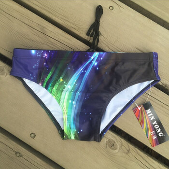 铭汇通男士泳裤青年低腰性感时尚印花防尴尬三角泳裤游泳装备泳衣 黑