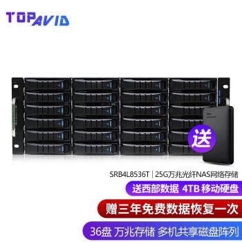 TOPAVID 拓普SRB4L8536T-25G 36盘万兆光纤共享磁盘阵列多机共享剪辑 