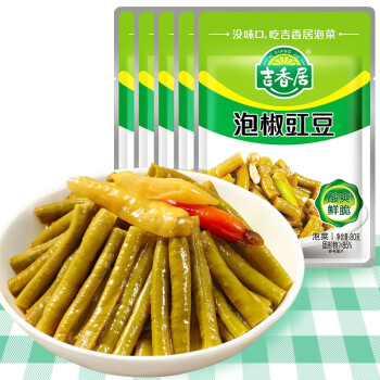 吉香居榨菜 泡椒豇豆 嘎嘣爽脆 酸豆角 下饭菜 80g*5袋